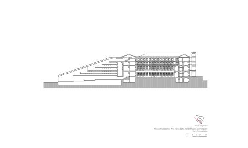 Museo Reina Sofia ampliacion y Diseño del plano de la Seccion Longitudinal Cruz y Ortiz Arquitectos
