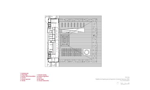 Pabellon de España en la Expo 2000 en Hannover Diseño del Plano de Planta Baja Cruz y Ortiz Arquitectos