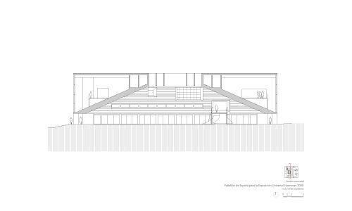 Pabellon de España en la Expo 2000 en Hannover Diseño del Plano Seccion Transversal Cruz y Ortiz Arquitectos