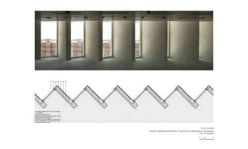 Instituto holandes del patrimonio de cultura en atelier Diseño de plano de detalle horizontal de ventanas Cruz y Ortiz Arquitectos
