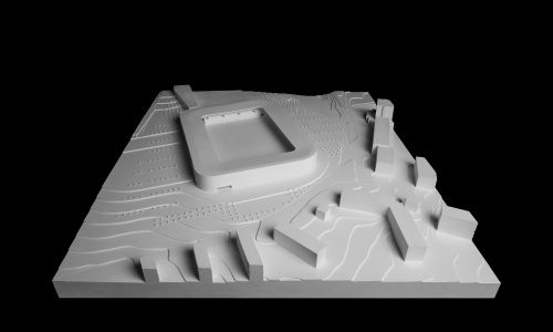 Estadio de fútbol Lausanne Tuilere Diseño de maqueta Cruz y Ortiz Arquitectos