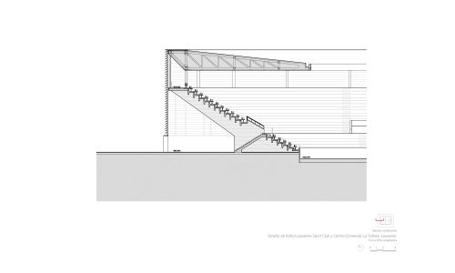 Estadio de fútbol Lausanne Tuilere Diseño de plano de detalle de sección de graderio Cruz y Ortiz Arquitectos