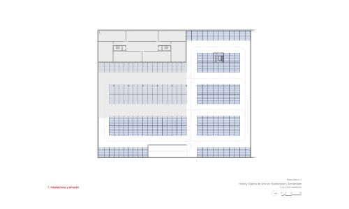 Hotel galería de arte stadionplein en Ámsterdam Diseño de plano de planta sótano -1 Cruz y Ortiz Arquitectos