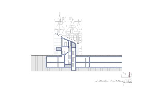 Entrance Building del Rijksmuseum en Amsterdam Diseño de plano de alzado oeste Cruz y Ortiz Arquitectos