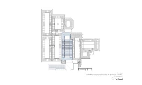Pabellón Philips Wing Rijksmuseum de Exposiciones temporales Diseño de plano de planta cubierta Cruz y Ortiz Arquitectos
